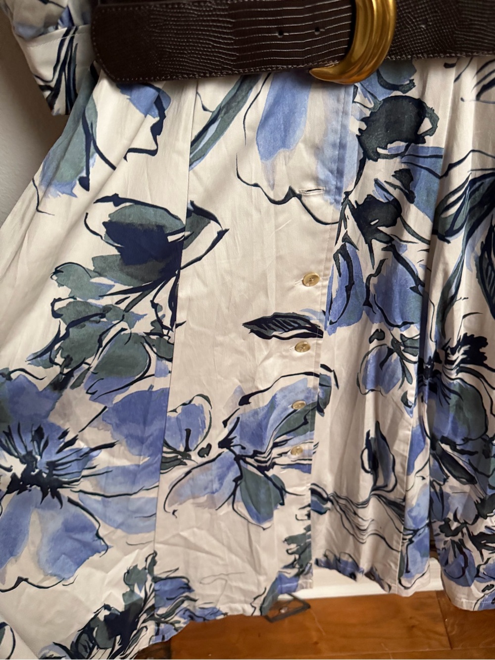 NWT Donna Karan New York Women's Spread Collar Floral Midi Shirt Dress Sz 10 - Picture 8 of 10